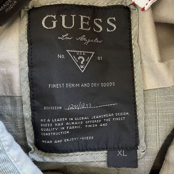 GUESS Mens Button-Up Long-Sleeve Shirt Sz XL 100% Cotton Green Woven Western - Picture 9 of 11